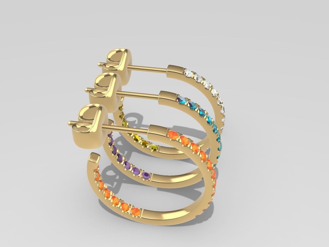 Diamond Hoop Earrings stl files verified 3D print model_10