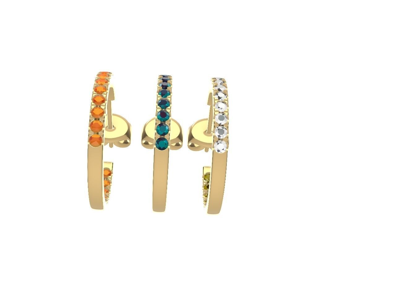 Diamond Hoop Earrings stl files verified 3D print model_12