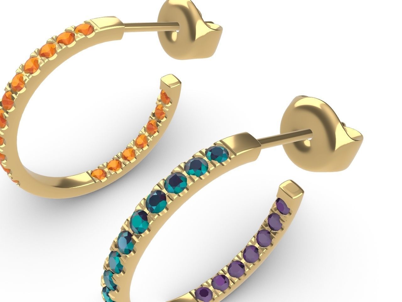 Diamond Hoop Earrings stl files verified 3D print model_32