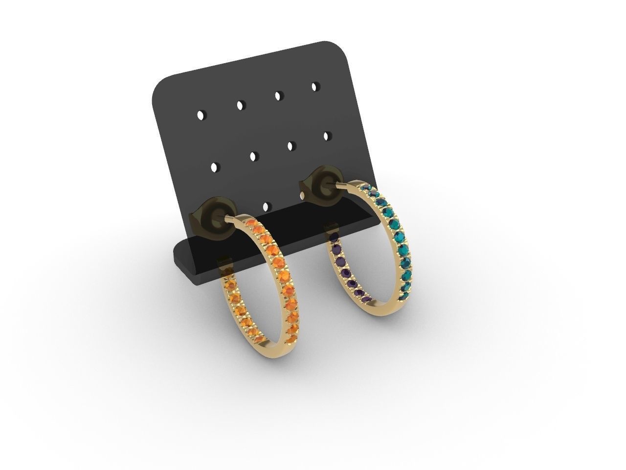 Diamond Hoop Earrings stl files verified 3D print model_22