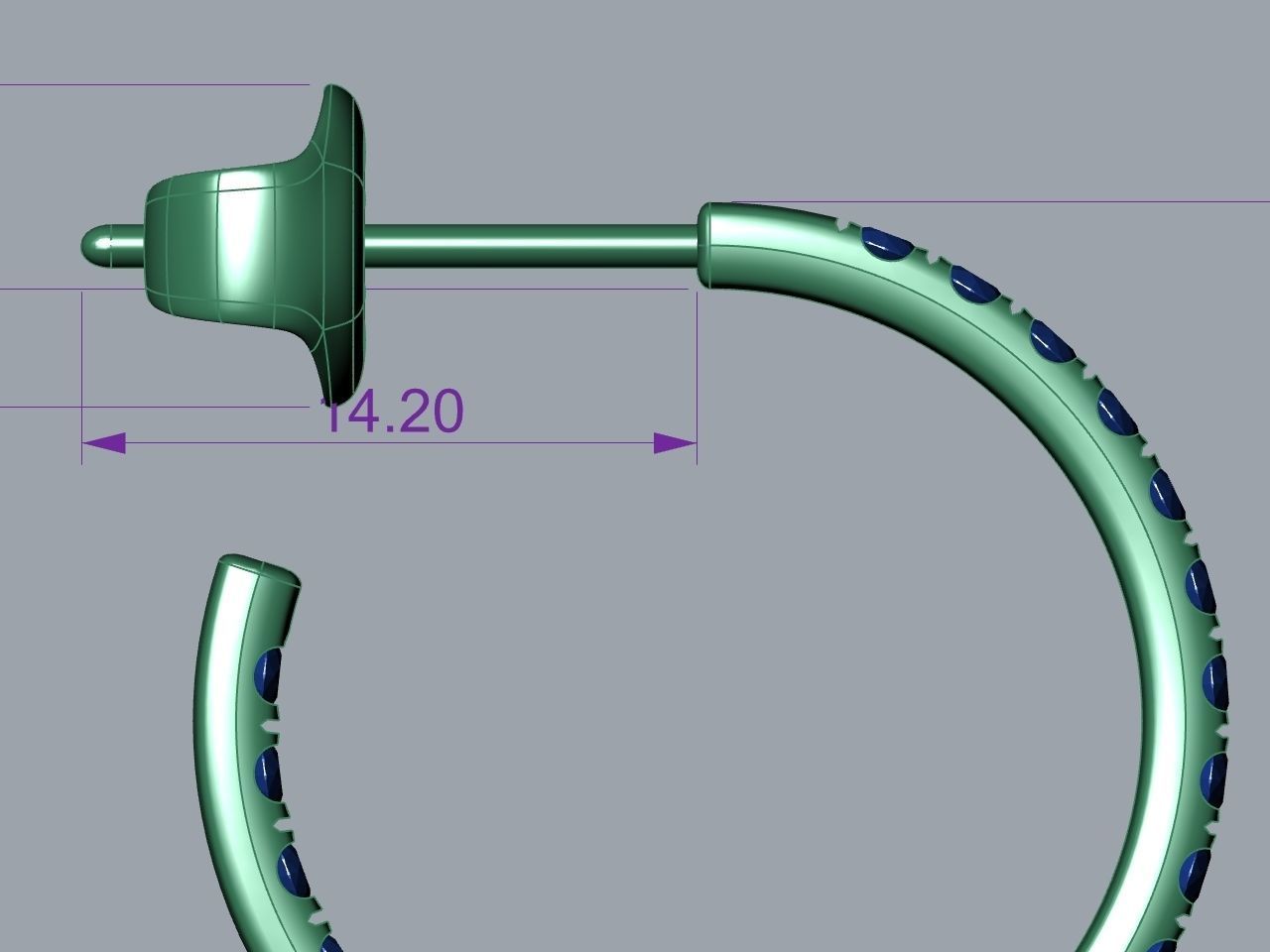 Diamond Hoop Earrings stl files verified 3D print model_3