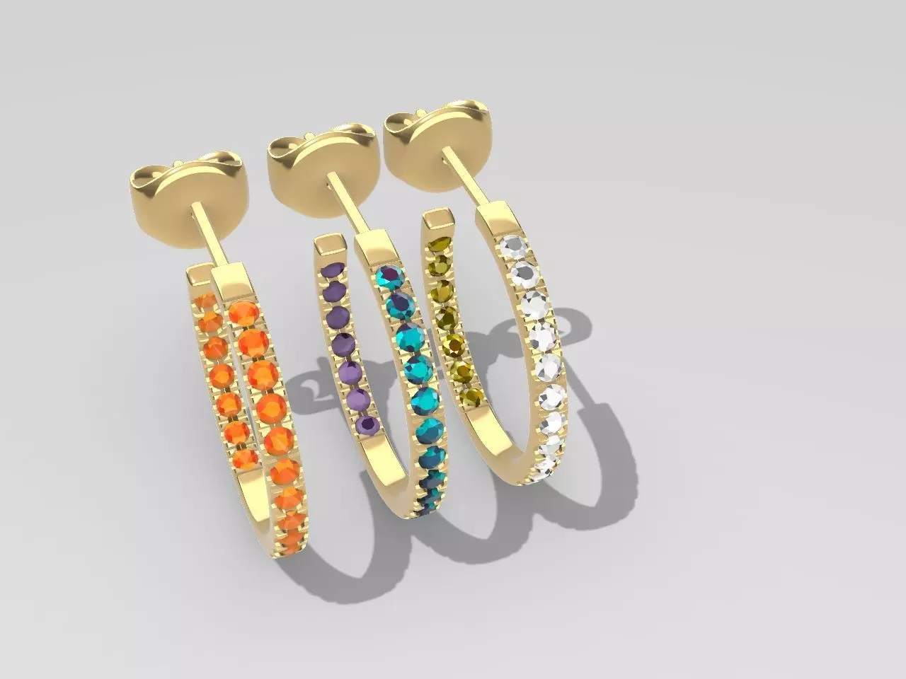 Diamond Hoop Earrings stl files verified 3D print model_0