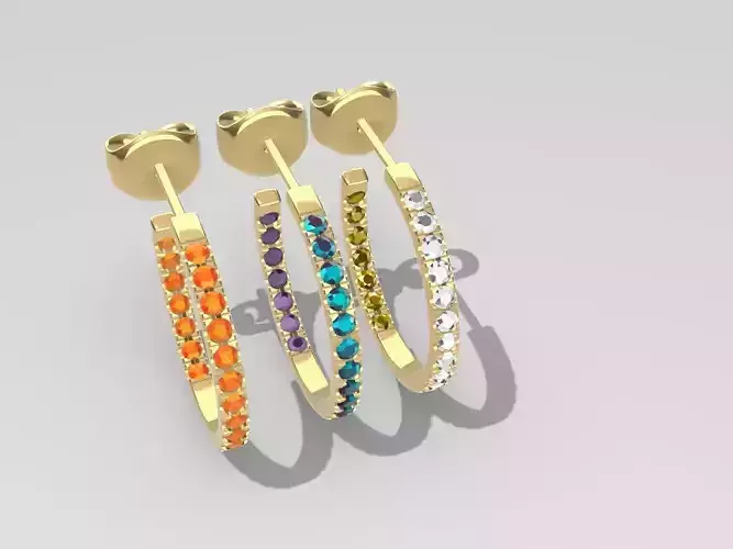 Diamond Hoop Earrings stl files verified 3D print model