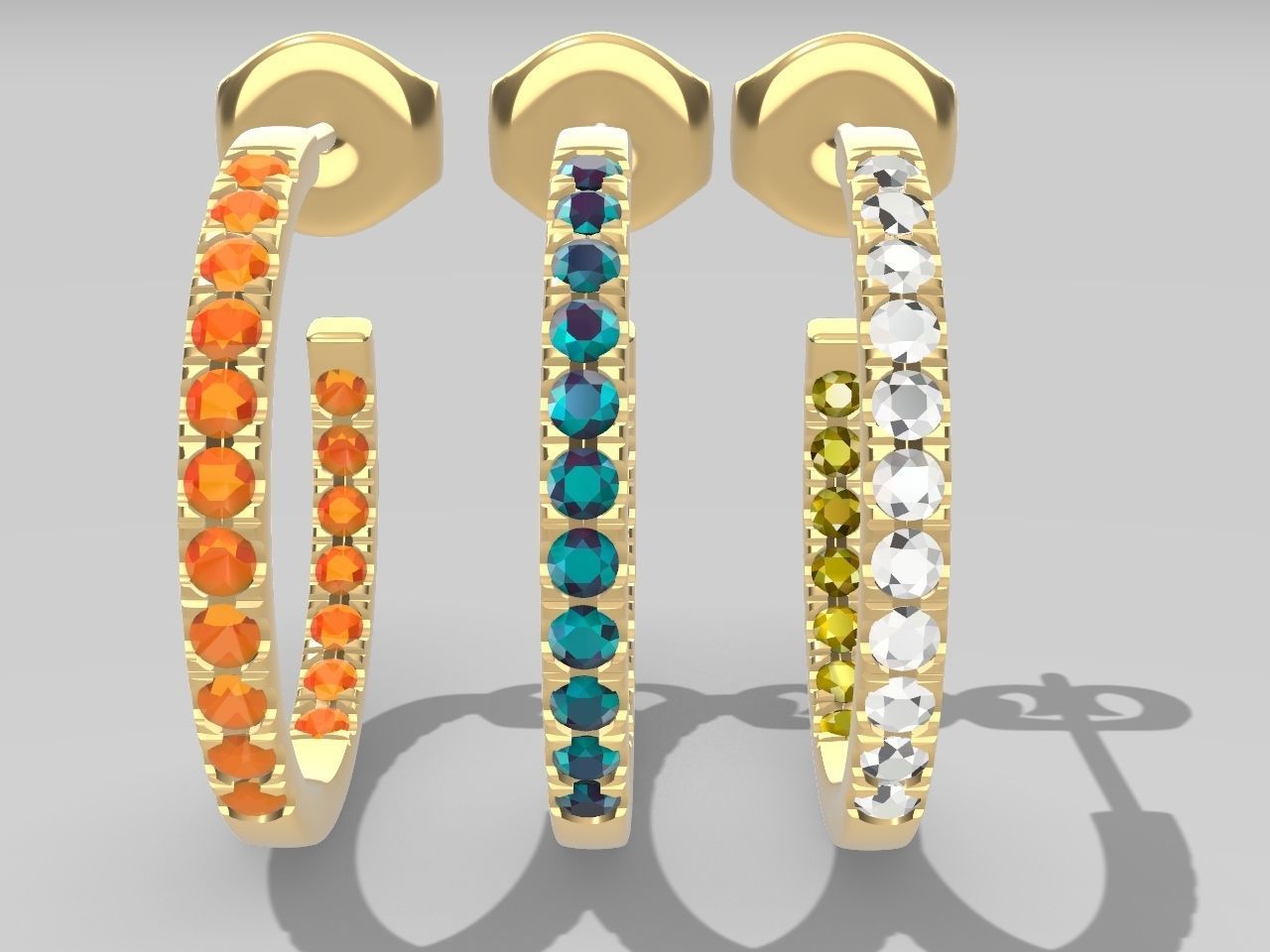 Diamond Hoop Earrings stl files verified 3D print model_1