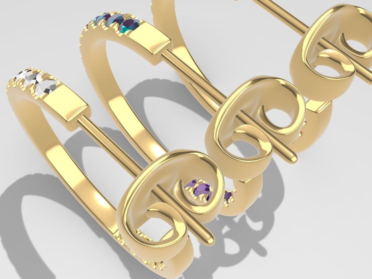 Diamond Hoop Earrings stl files verified 3D print model_16