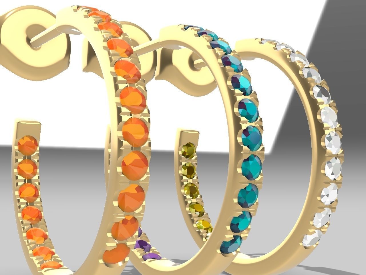 Diamond Hoop Earrings stl files verified 3D print model_13