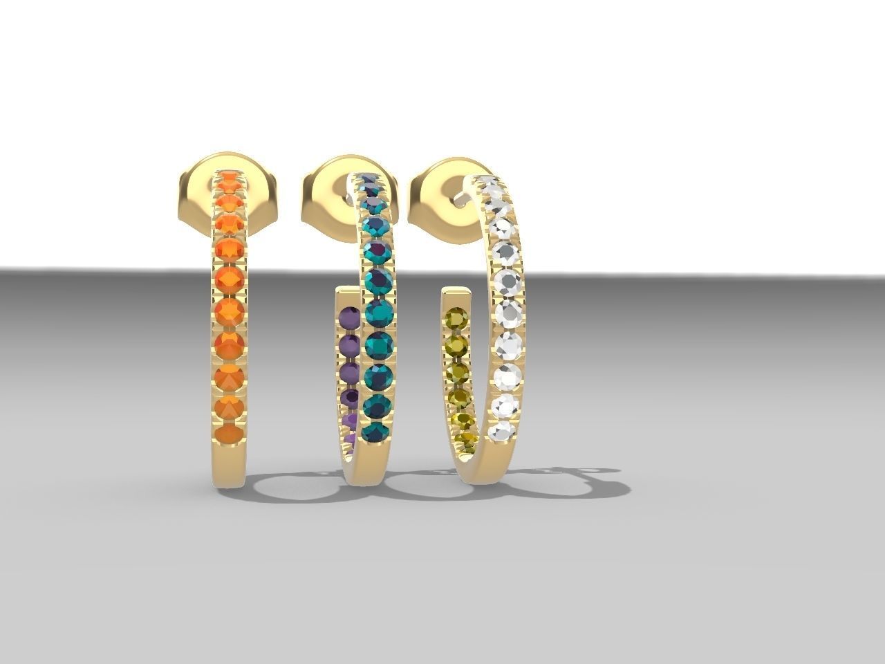 Diamond Hoop Earrings stl files verified 3D print model_9