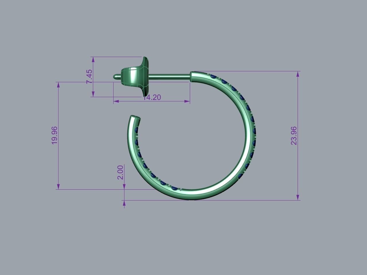 Diamond Hoop Earrings stl files verified 3D print model_2