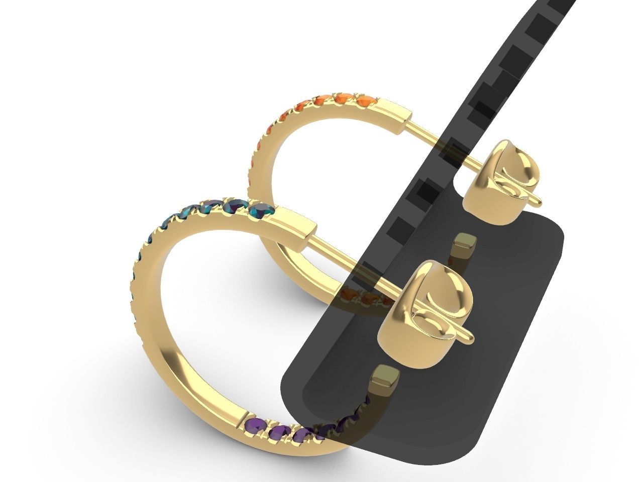 Diamond Hoop Earrings stl files verified 3D print model_27