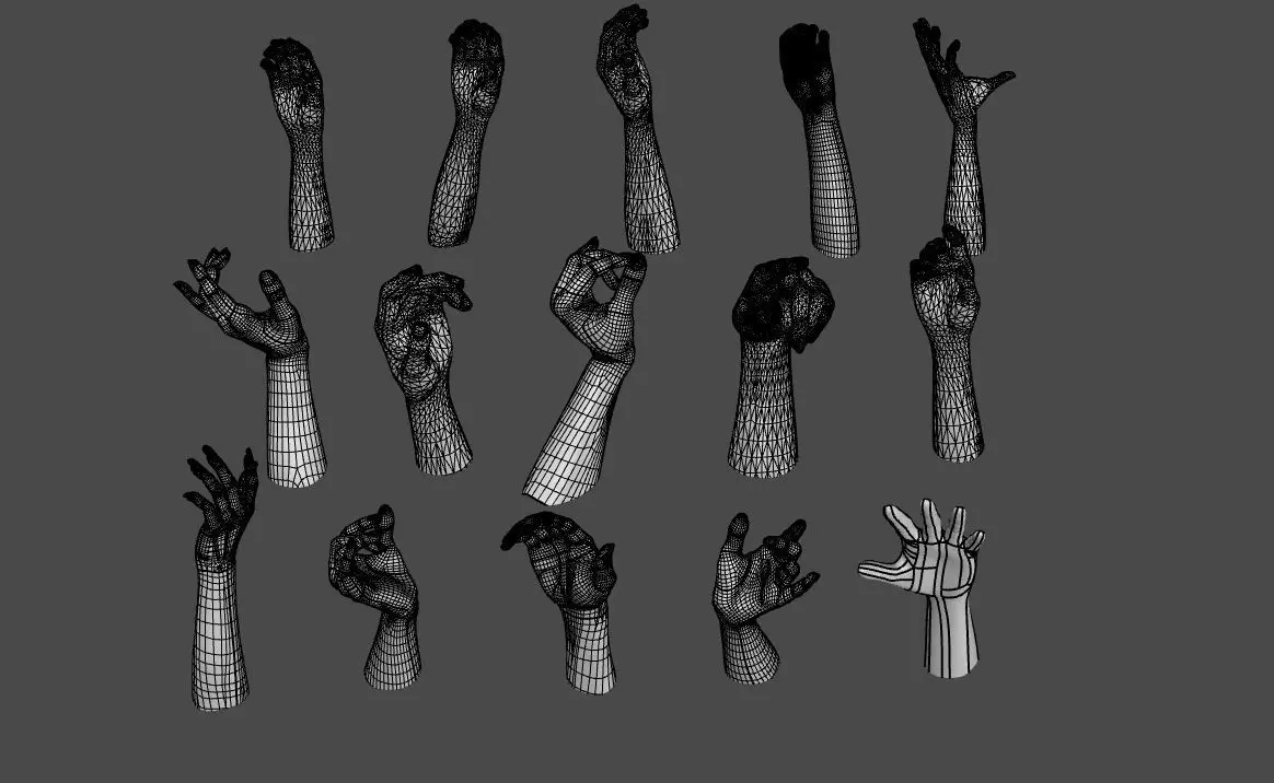 15 hand positions Free 3D print model