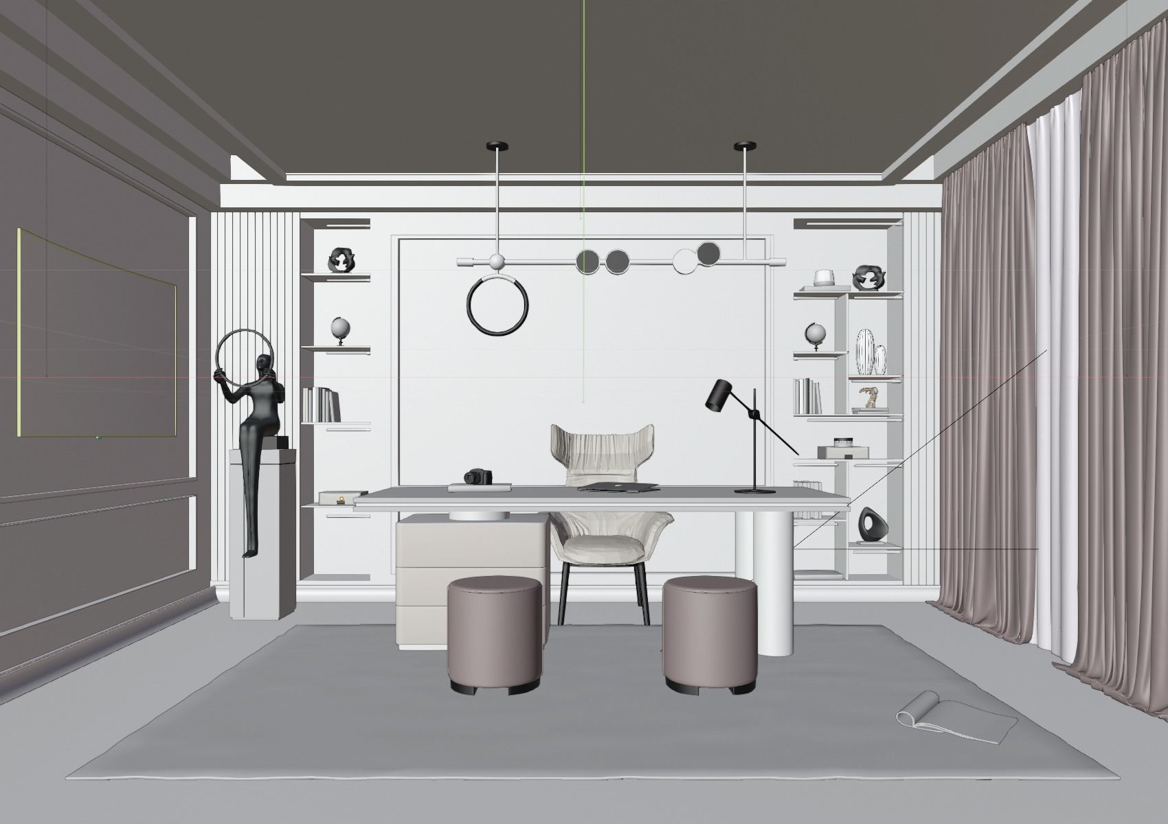 Office Interior Scene Low-poly 3D model_9