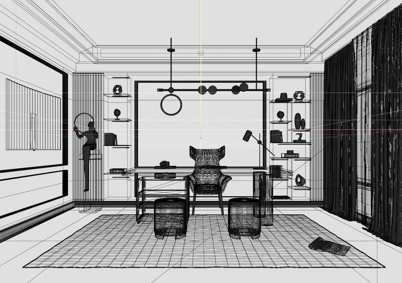 Office Interior Scene Low-poly 3D model_10