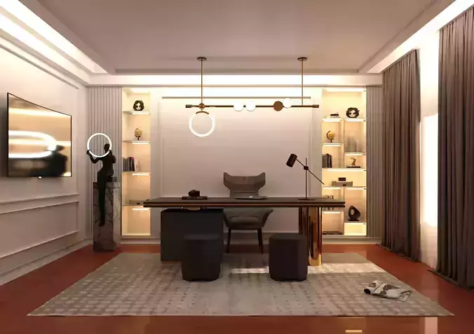Office Interior Scene Low-poly 3D model