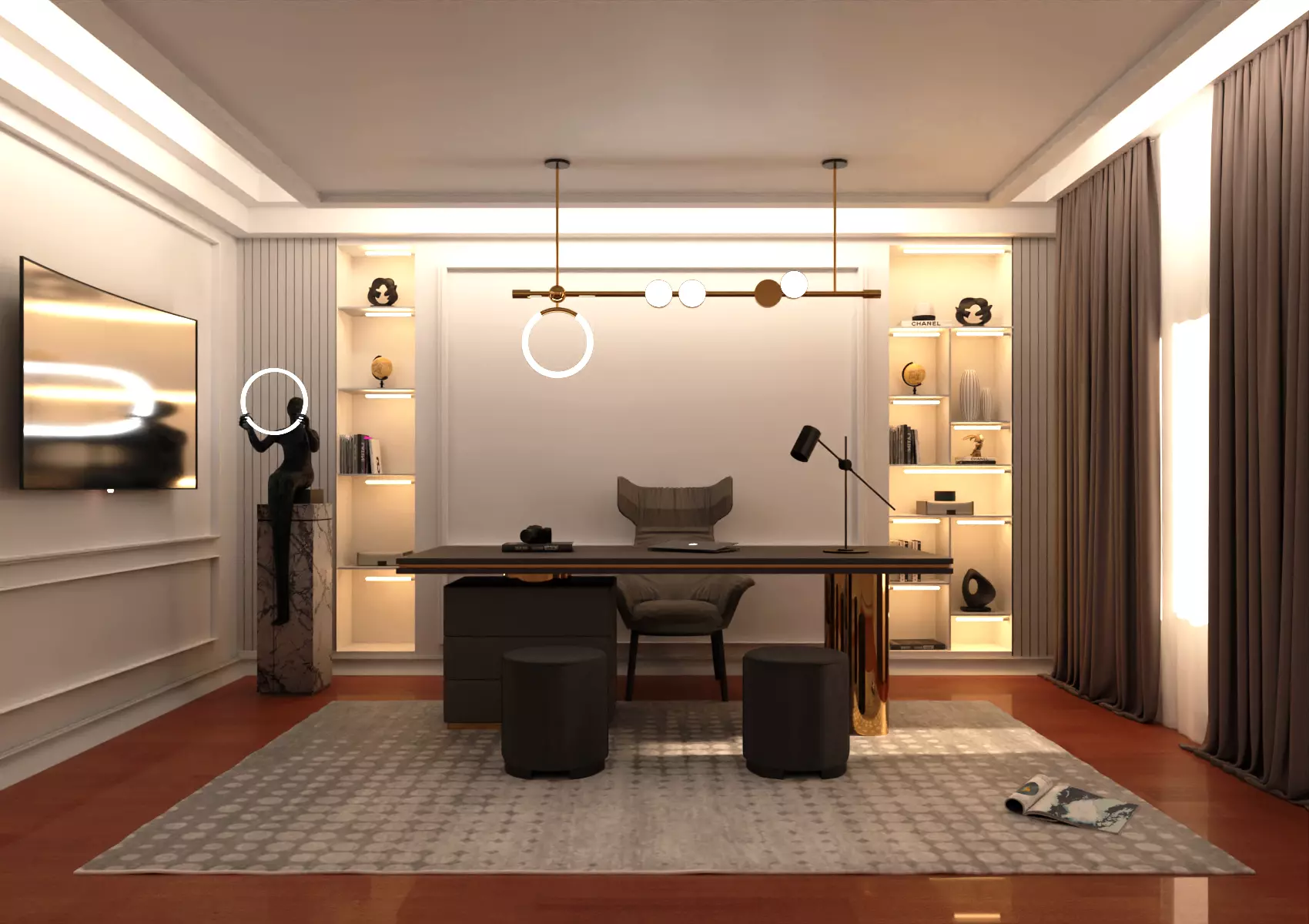 Office Interior Scene Low-poly 3D model_0