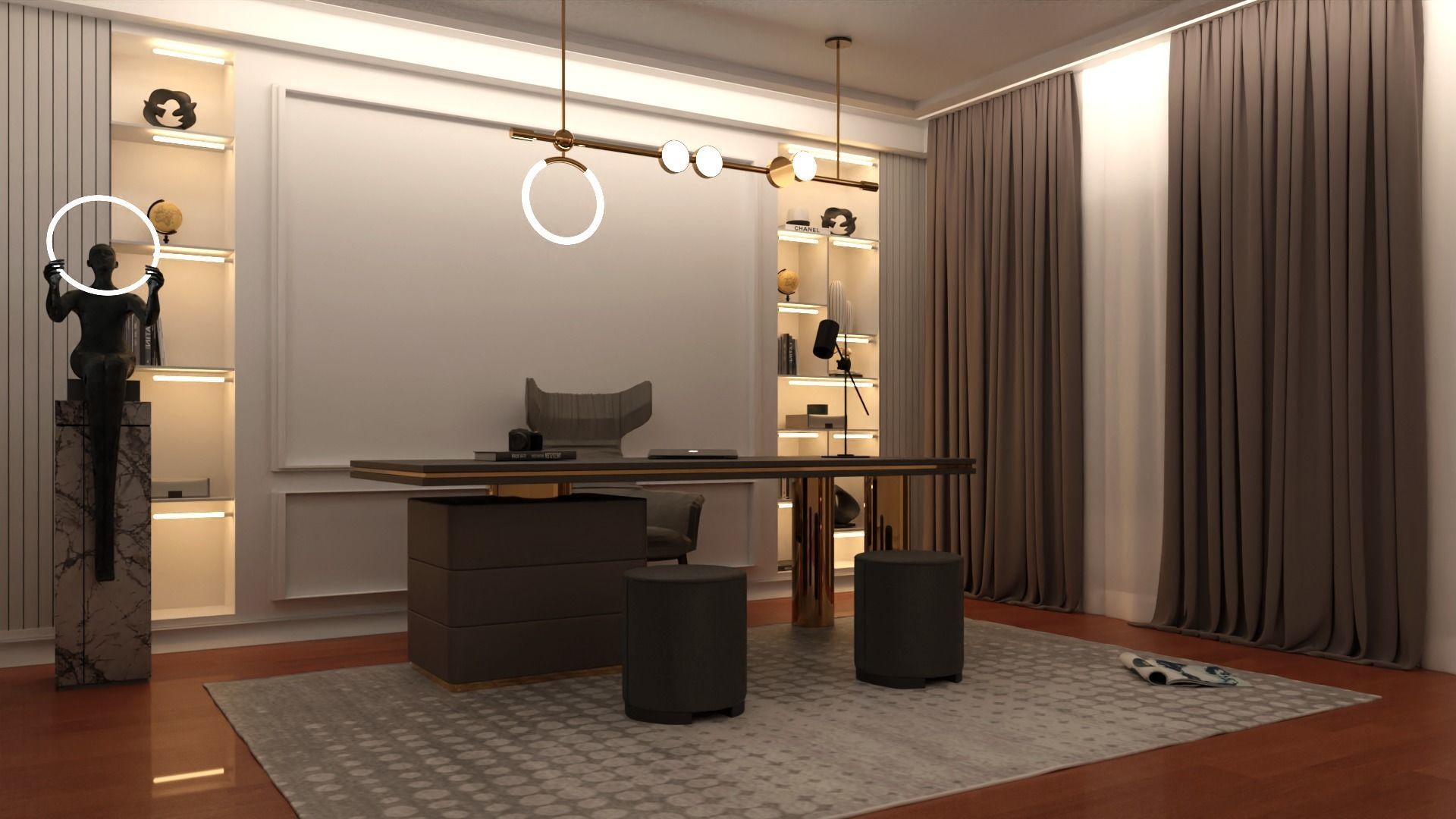 Office Interior Scene Low-poly 3D model_2