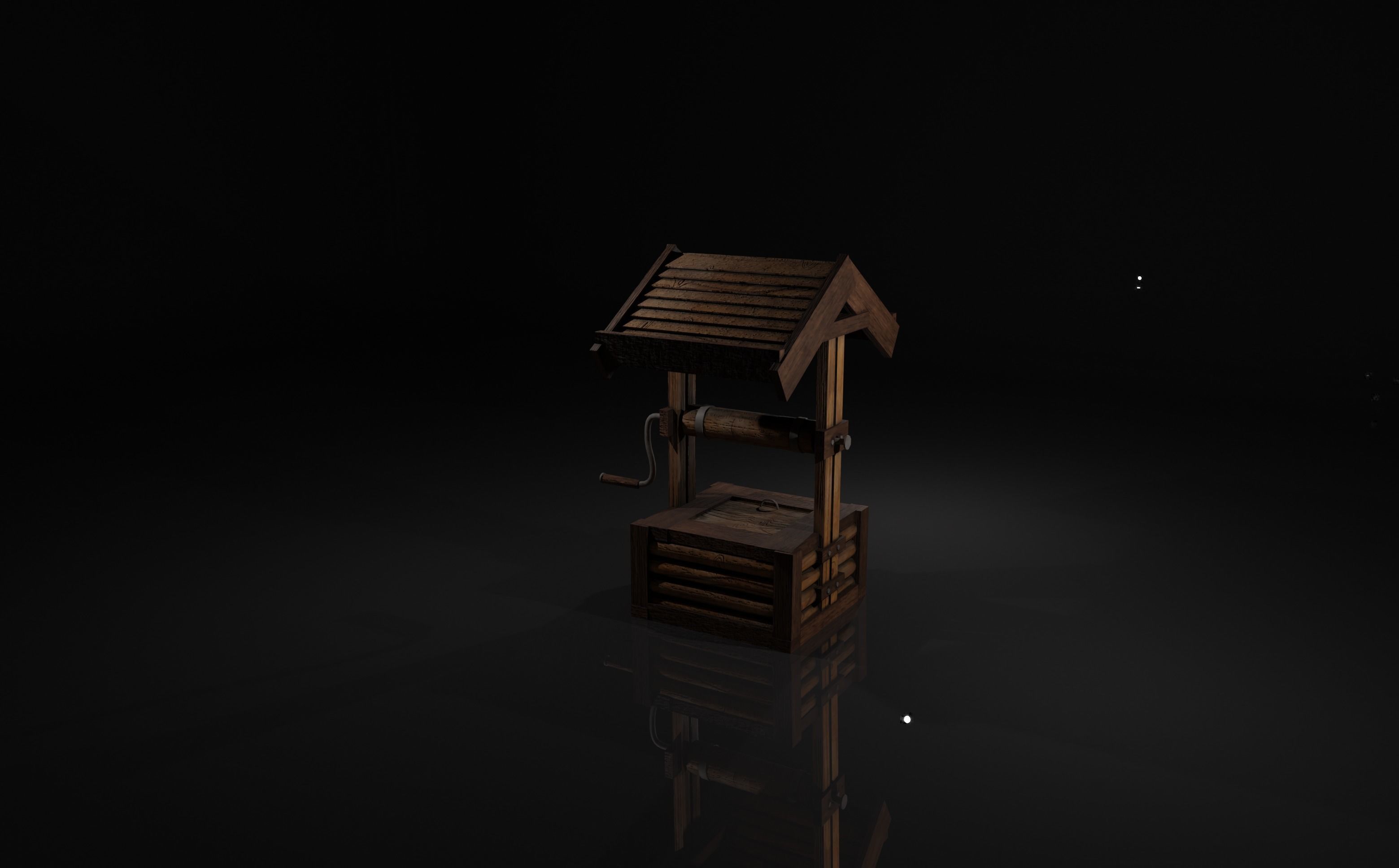  Medieval well Low-poly 3D model_4