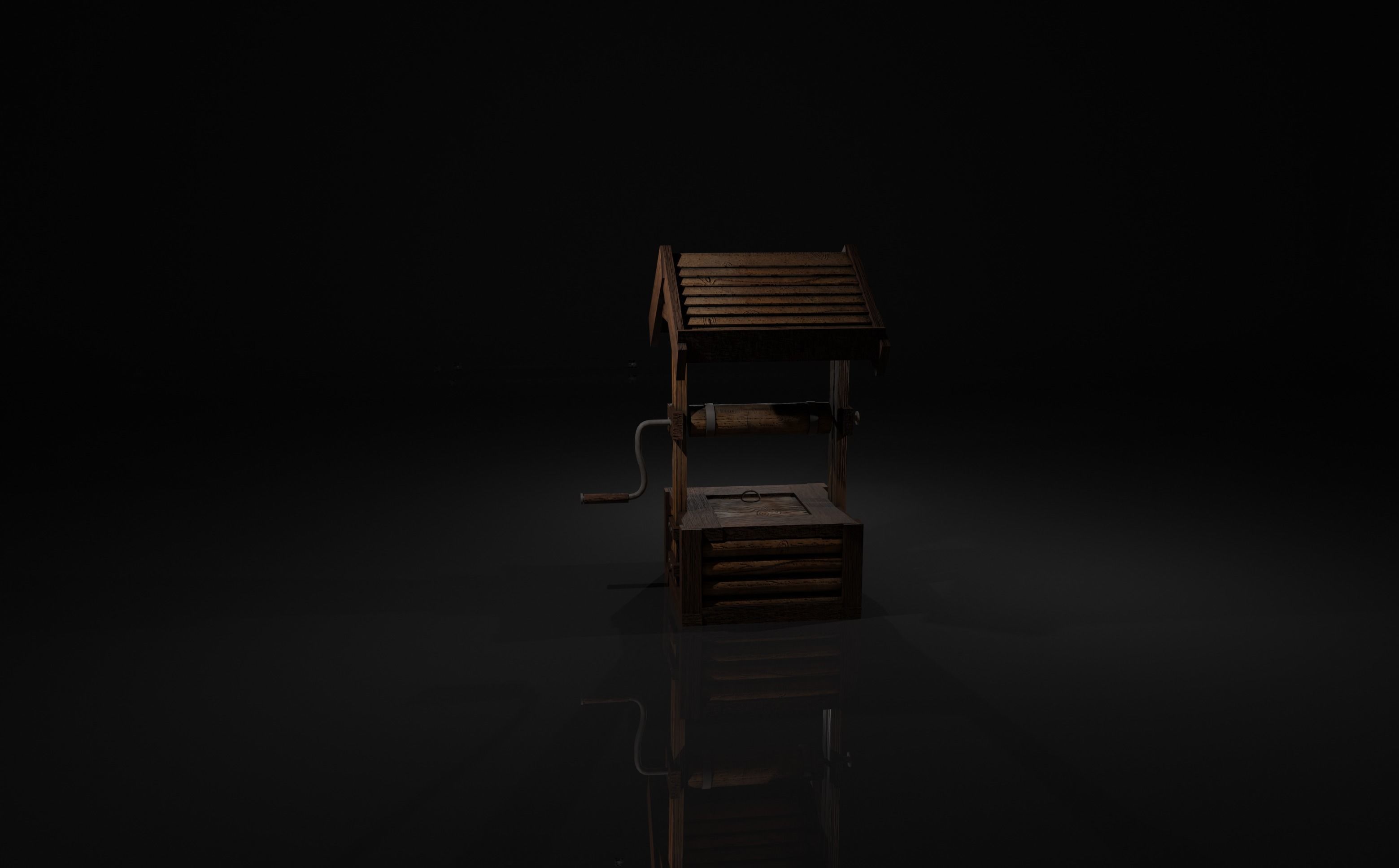  Medieval well Low-poly 3D model_3