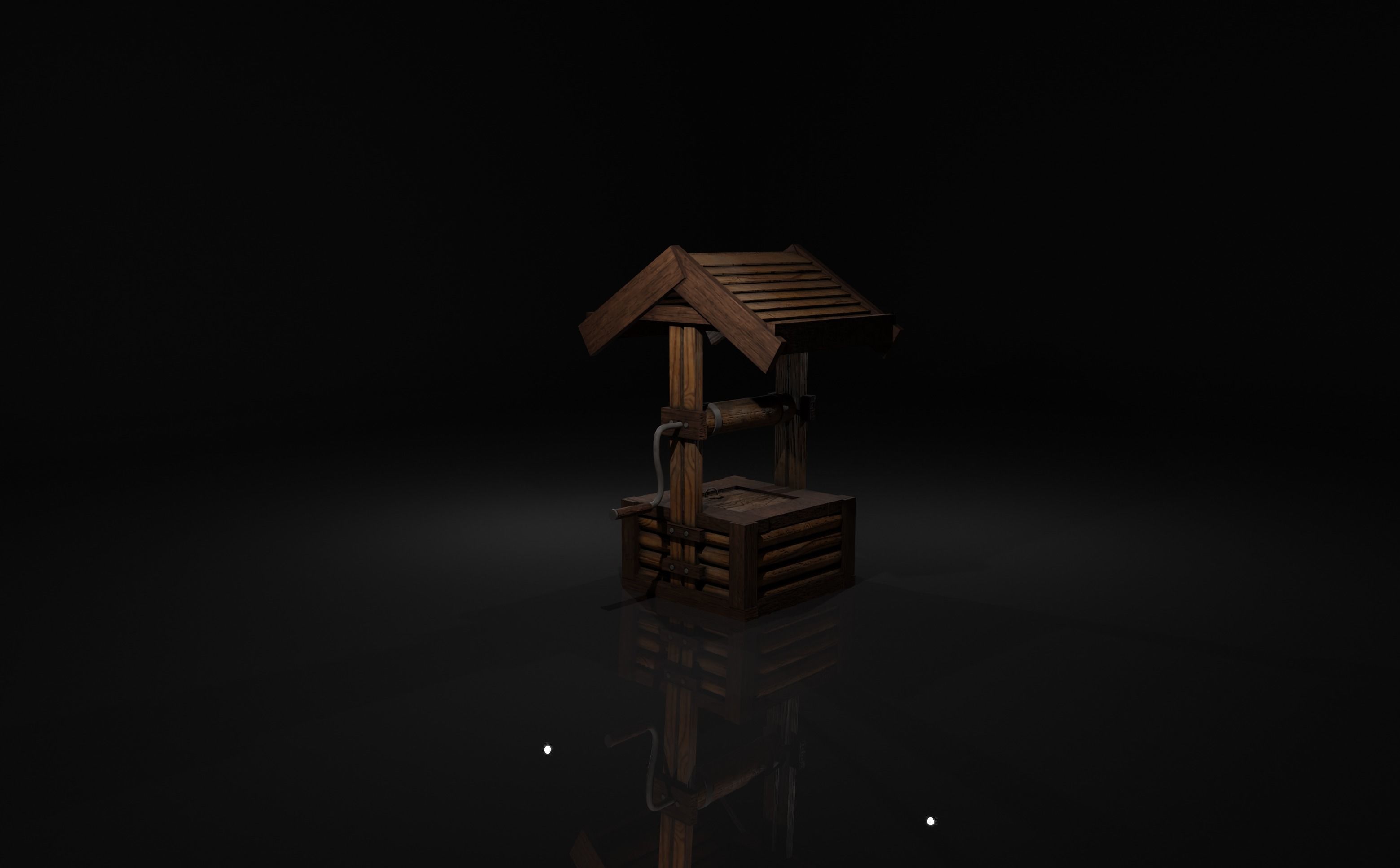  Medieval well Low-poly 3D model_2