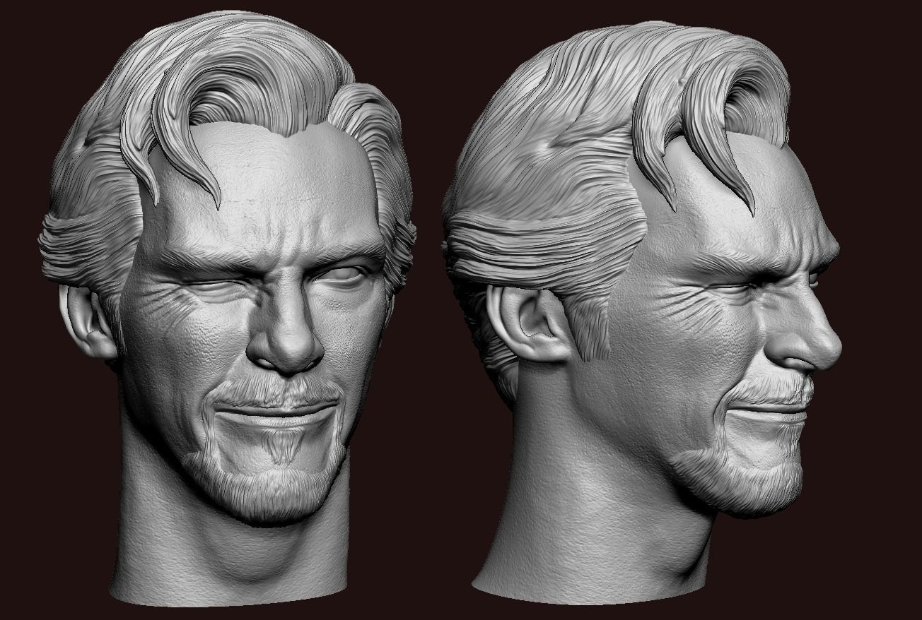 Doctor Strange-Benedict Cumberbatch Head V2 3D print model_5