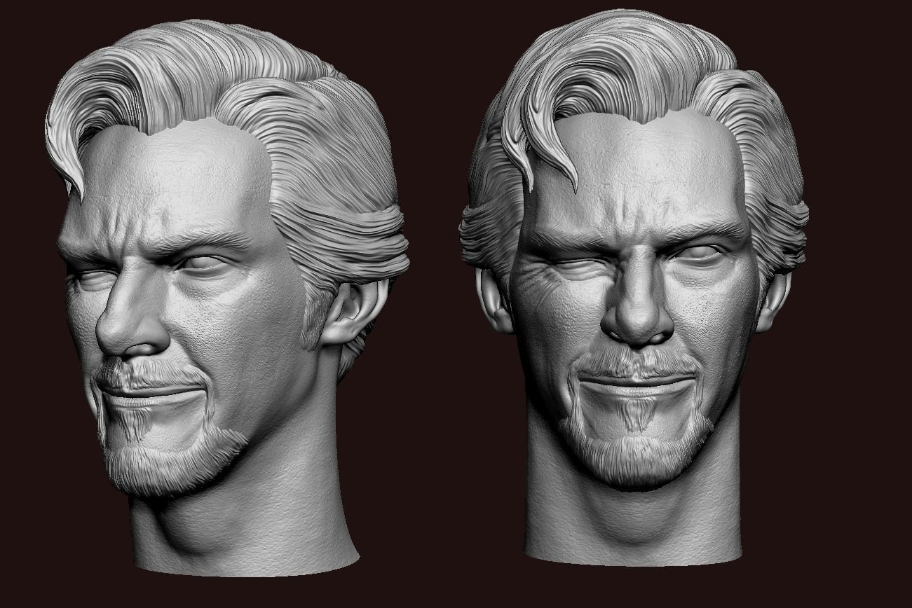 Doctor Strange-Benedict Cumberbatch Head V2 3D print model_9