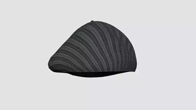 Female Beret Hat 01 Black Stripe - Character Fashion Design Low-poly 3D model