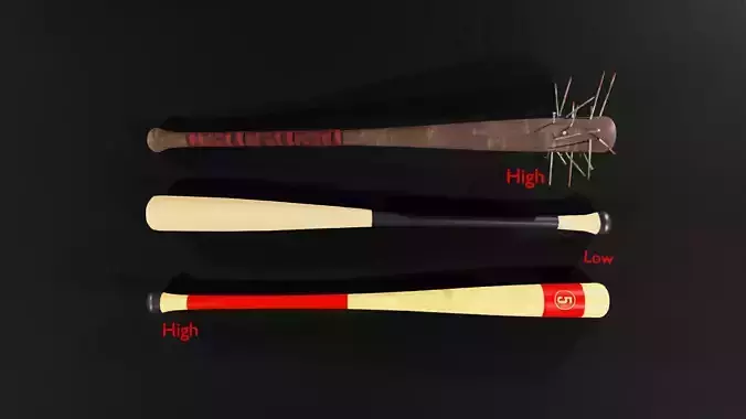 Baseball bat pack Low-poly 3D model