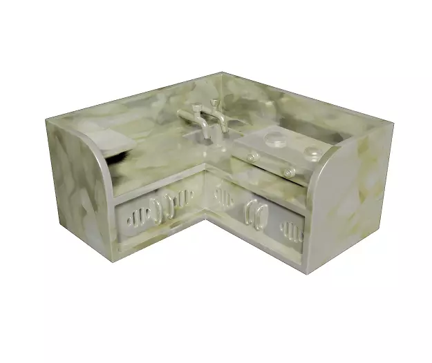 Cartoon Modular Kitchen Low-poly 3D model_0