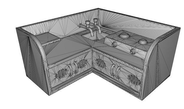 Cartoon Modular Kitchen Low-poly 3D model_2