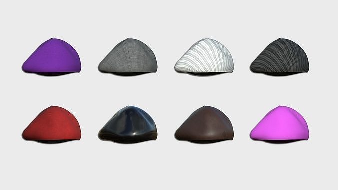 08 Female Berets Colors - Character Fashion Design 3D Model Collection