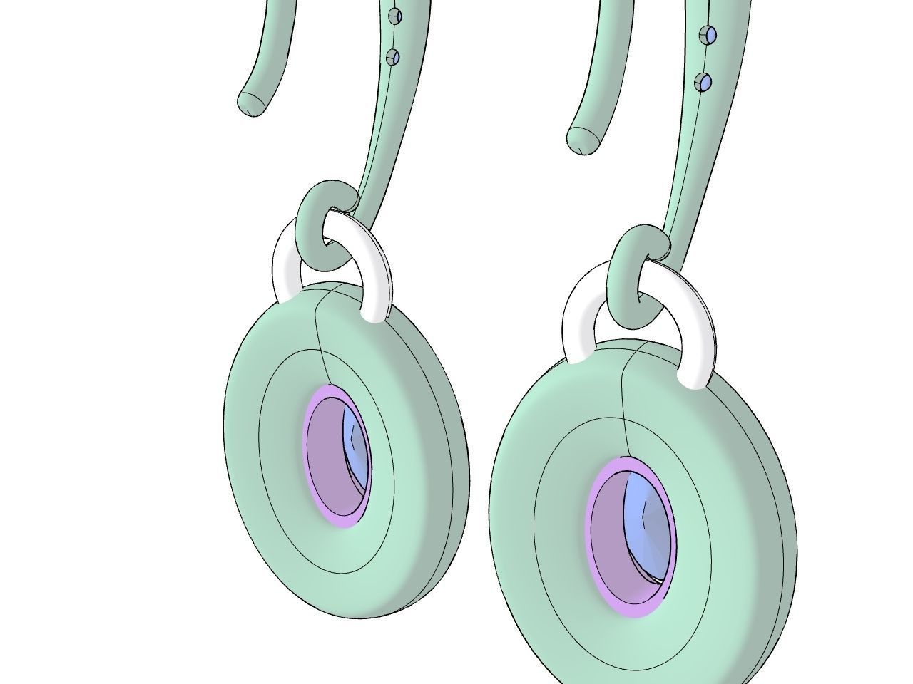 DIAMOND OVAL EARRINGS STL FILES VERIFIED 3D print model_23