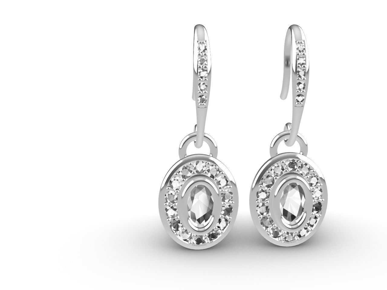 DIAMOND OVAL EARRINGS STL FILES VERIFIED 3D print model_7