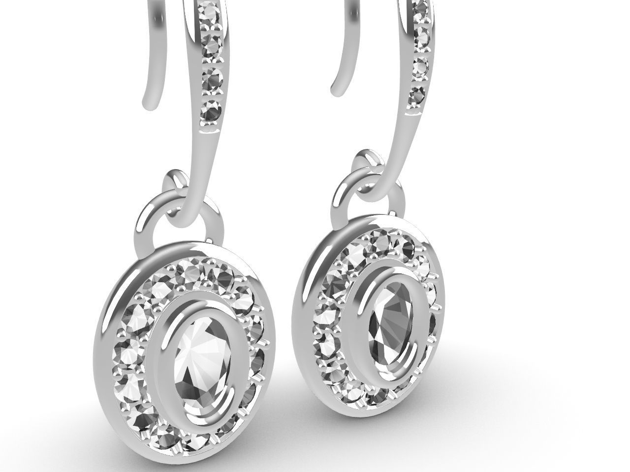 DIAMOND OVAL EARRINGS STL FILES VERIFIED 3D print model_3