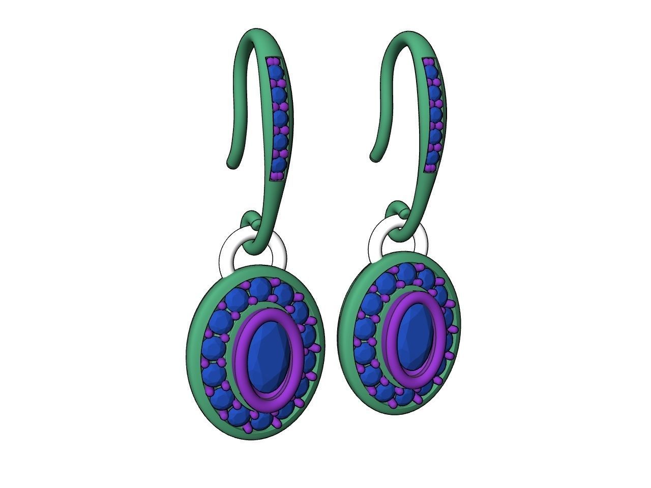 DIAMOND OVAL EARRINGS STL FILES VERIFIED 3D print model_20