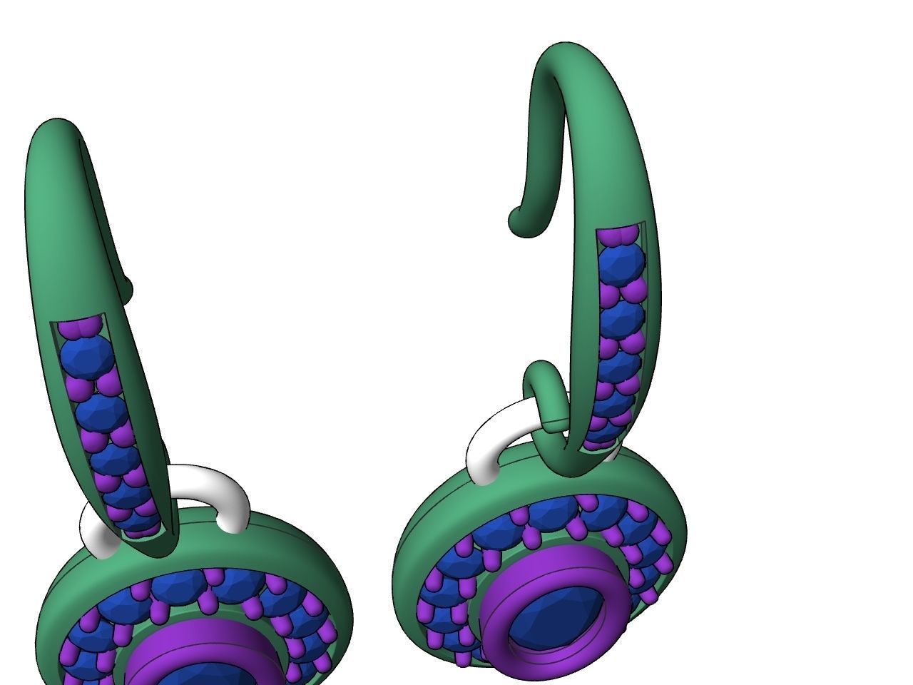 DIAMOND OVAL EARRINGS STL FILES VERIFIED 3D print model_28