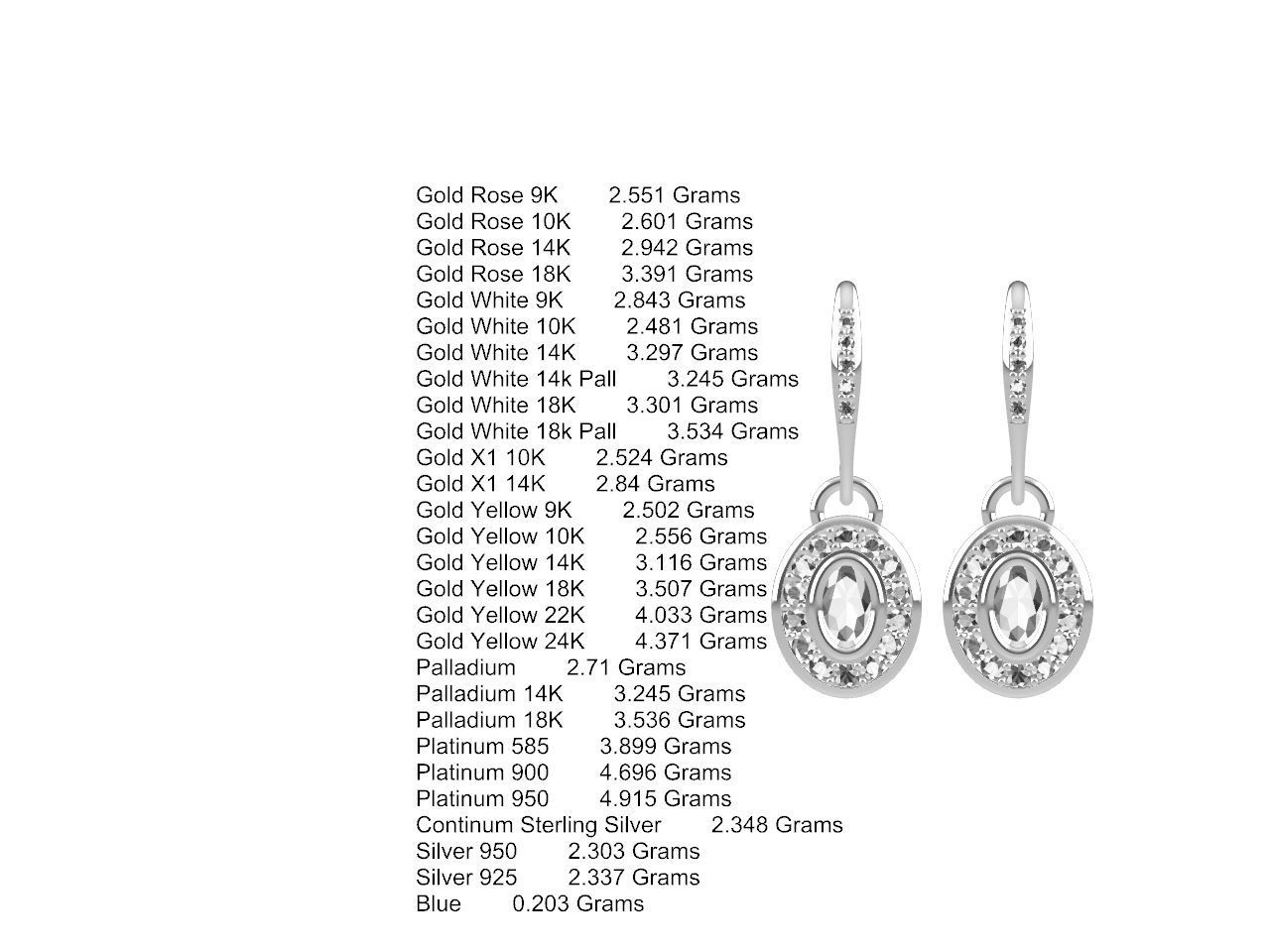 DIAMOND OVAL EARRINGS STL FILES VERIFIED 3D print model_4
