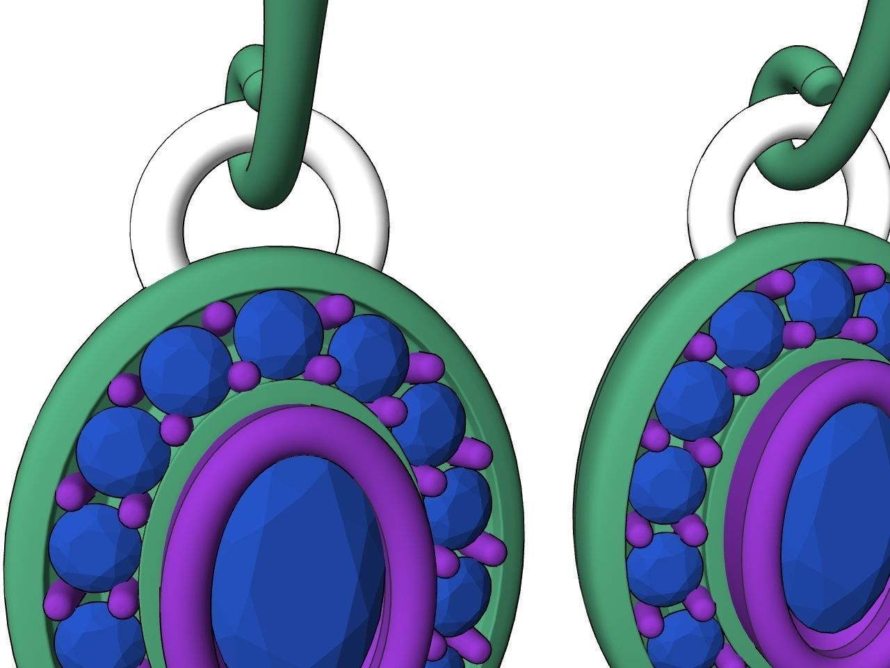 DIAMOND OVAL EARRINGS STL FILES VERIFIED 3D print model_14