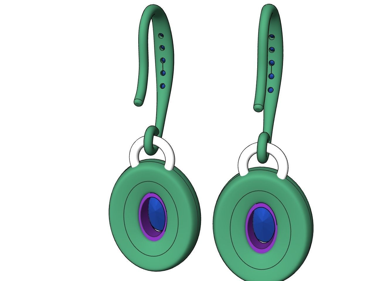 DIAMOND OVAL EARRINGS STL FILES VERIFIED 3D print model_19