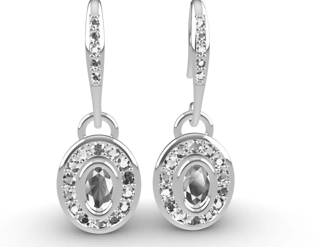 DIAMOND OVAL EARRINGS STL FILES VERIFIED 3D print model_0