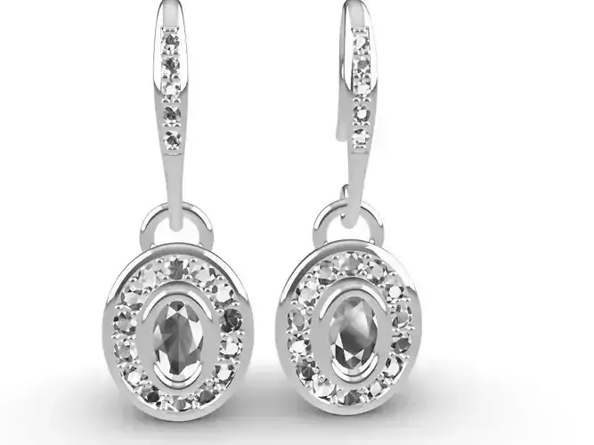 DIAMOND OVAL EARRINGS STL FILES VERIFIED 3D print model