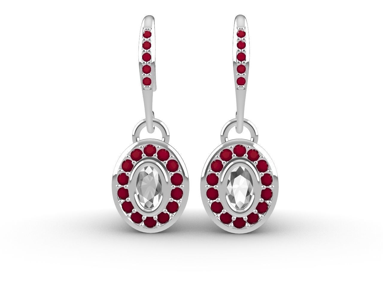 DIAMOND OVAL EARRINGS STL FILES VERIFIED 3D print model_10