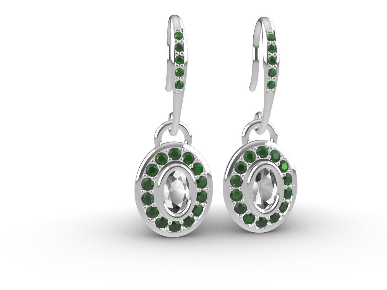 DIAMOND OVAL EARRINGS STL FILES VERIFIED 3D print model_11