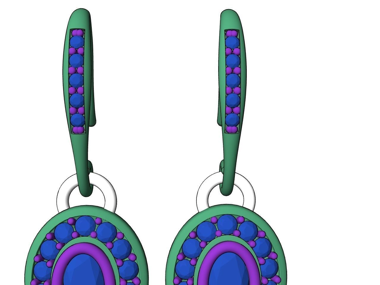 DIAMOND OVAL EARRINGS STL FILES VERIFIED 3D print model_26