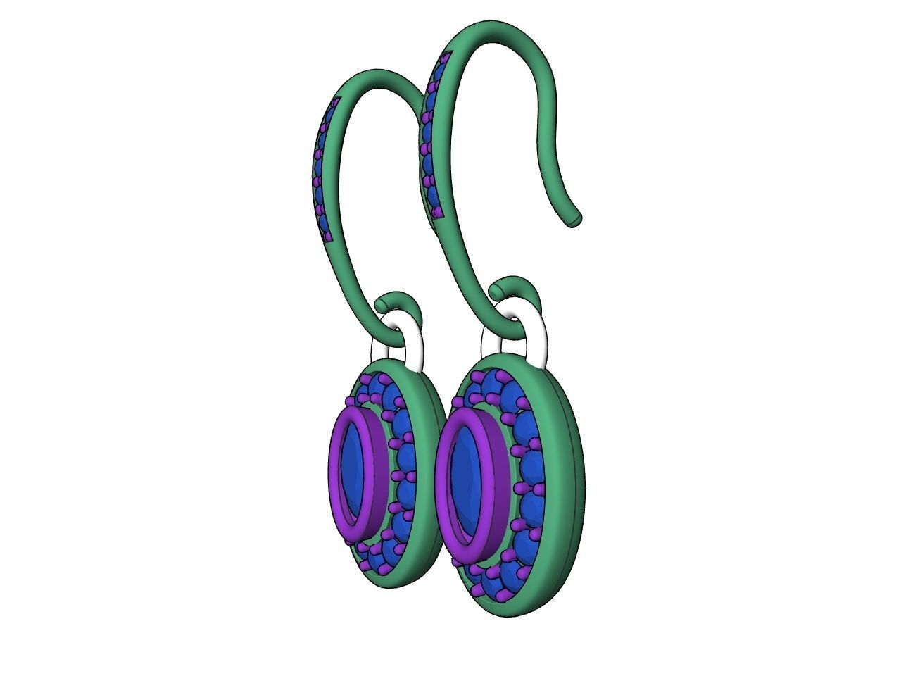DIAMOND OVAL EARRINGS STL FILES VERIFIED 3D print model_25