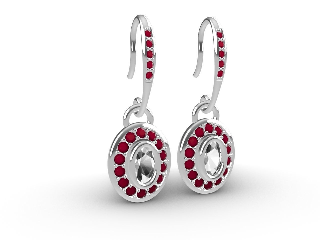 DIAMOND OVAL EARRINGS STL FILES VERIFIED 3D print model_9