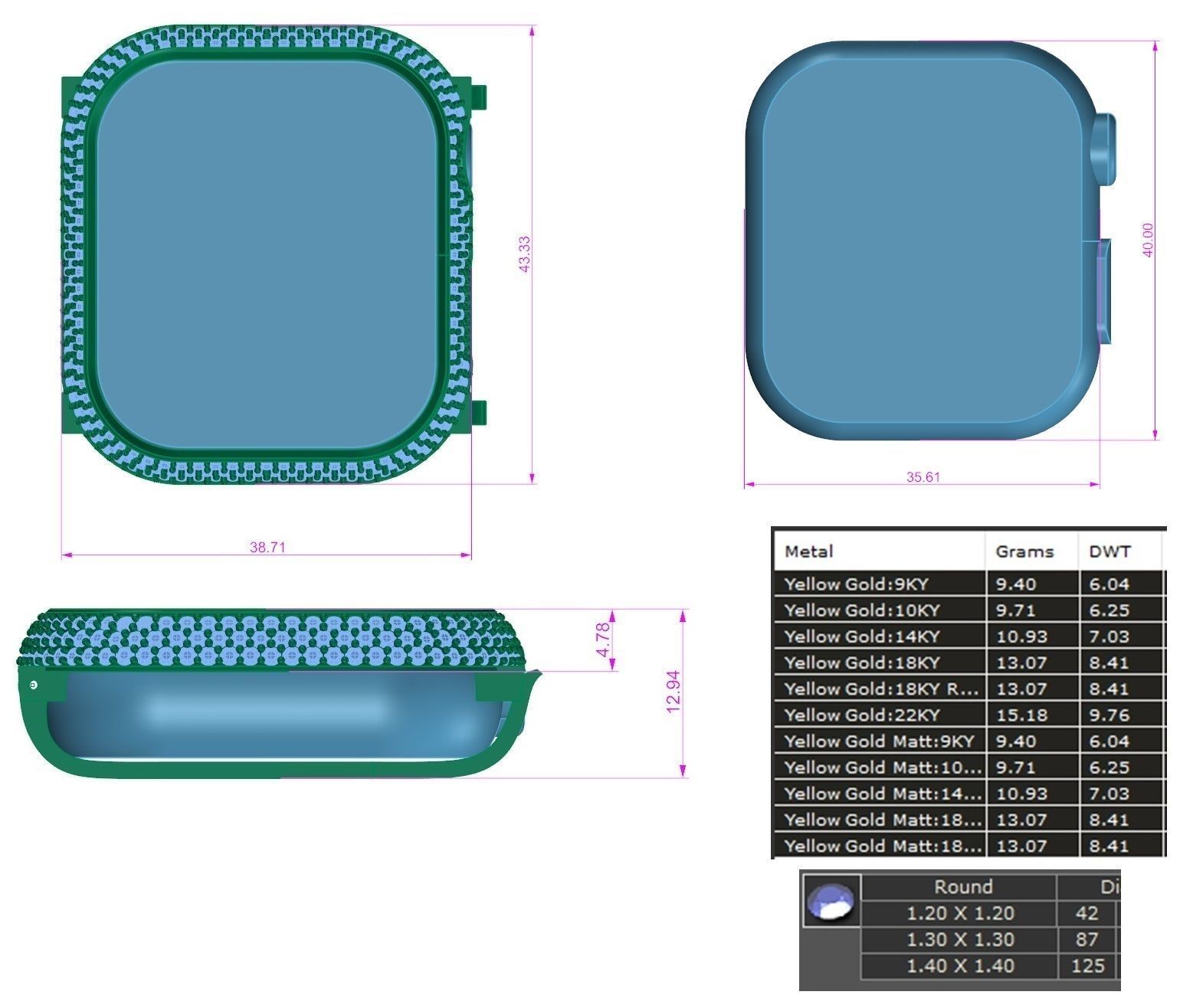 Case For Apple Watch Series 6 40mm Diamond Cover 3D print model 3D print model_7