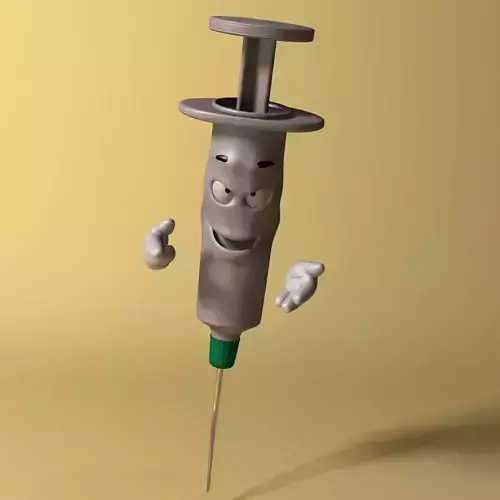 Cartoon Syringe Rigged Low-poly 3D model