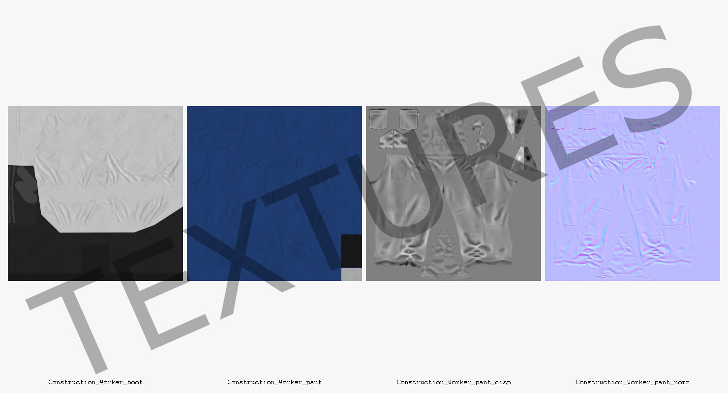 Construction Worker Wearing Blue Overalls Rigged 3D model_25