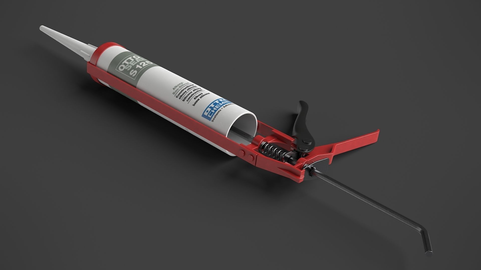 Pistol with Silicone Low-poly 3D model_3