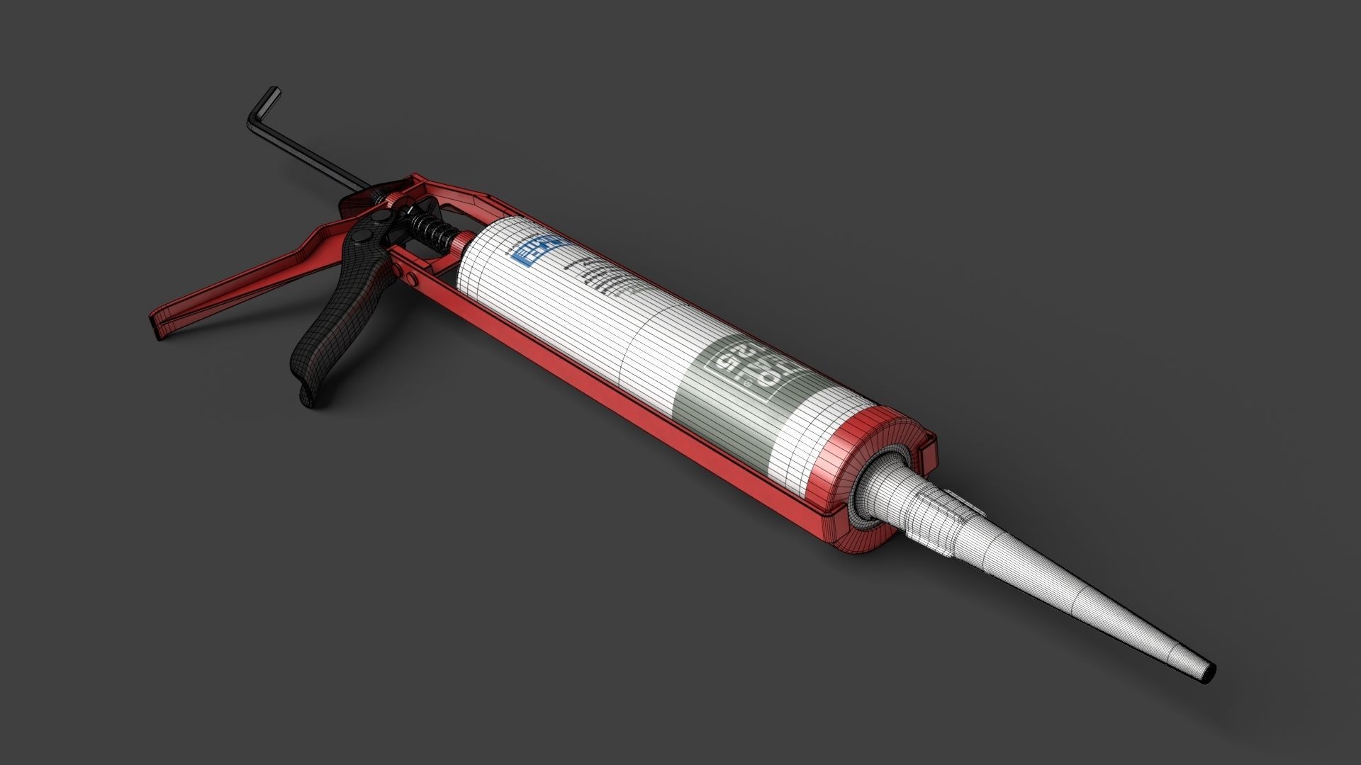 Pistol with Silicone Low-poly 3D model_14