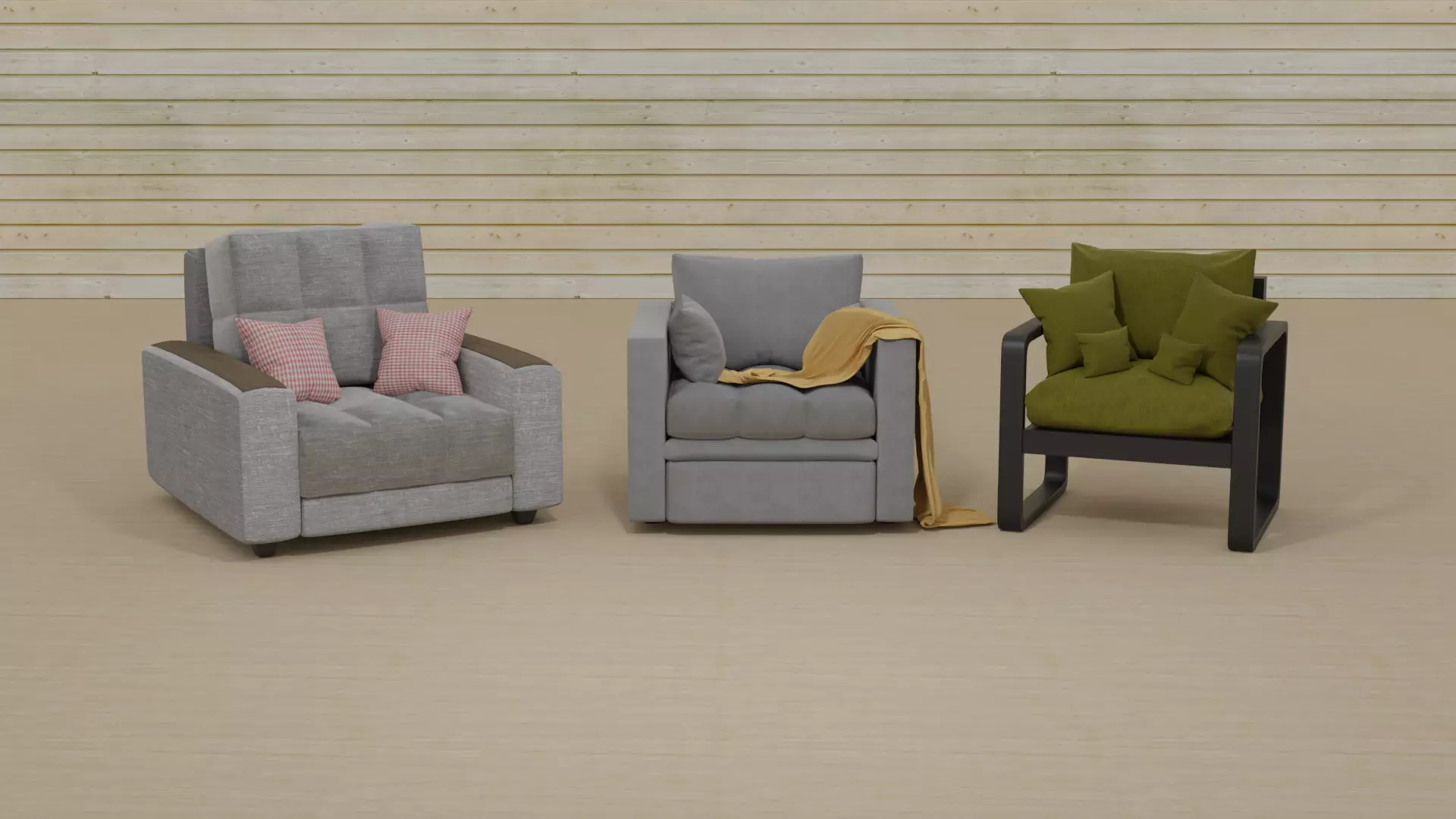 Collection of soft and comfortable armchairs 3D model_0